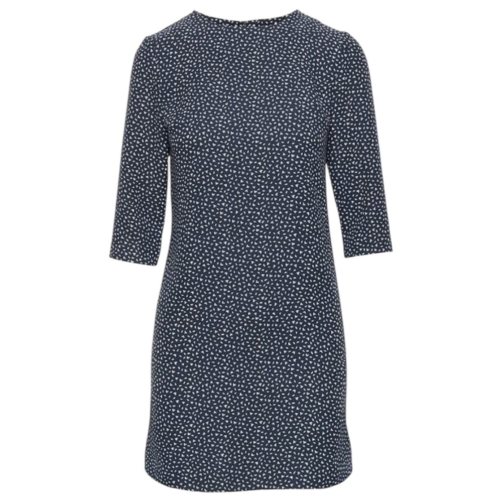 Women Banana Republic Navy Blue Floral 3/4 Sleeve Crew Neck Shift Dress Women 4